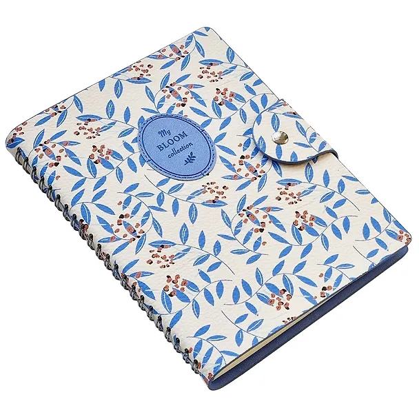 Тетрадь А5 96л кл. "Diary" молочный, иск.кожа, мягк.переплет, полускр.спираль, нашивка с блинт.тиснением, кнопка 3055501 — 2