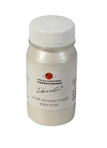 Краска акриловая "Деколор" белая перламутр.,100мл,банка, Таир