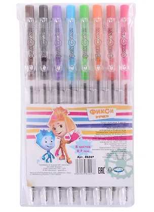 Ручки шариковые Centrum, "Фиксики", 8 цветов 0,7 мм 357090