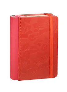 Записная книжка А6 96л "Цветы" на резинке, красная,  Link Art