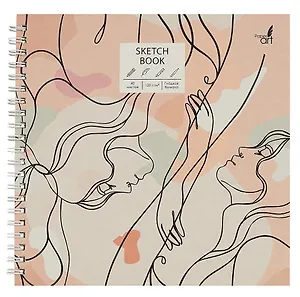 Скетчбук 190*190 40л "Girl" белый офсет, 120г/м2, тв.обложка, евроспираль
