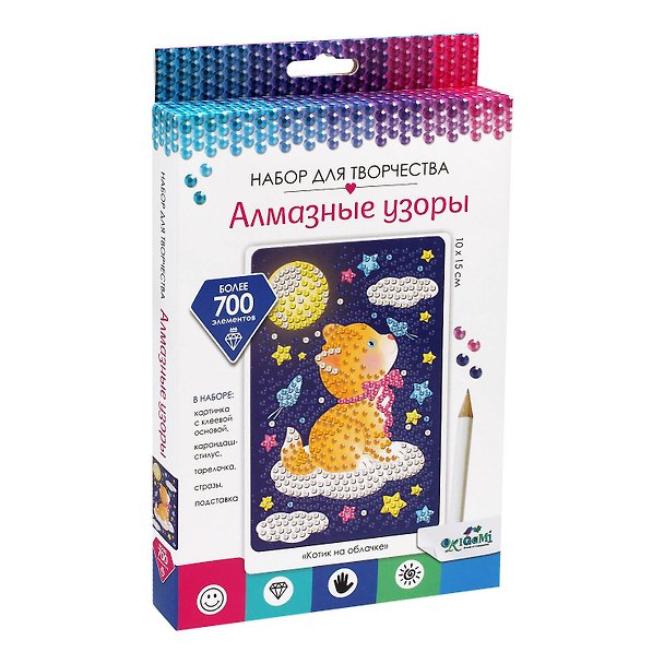 Набор для творчества Origami. Алмазные узоры «Котик на облачке», 10 х 15 см 2866163 — 1