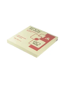 Блок бумаги 76*76 самоклеящийся желтый 80л, Бюрократ
