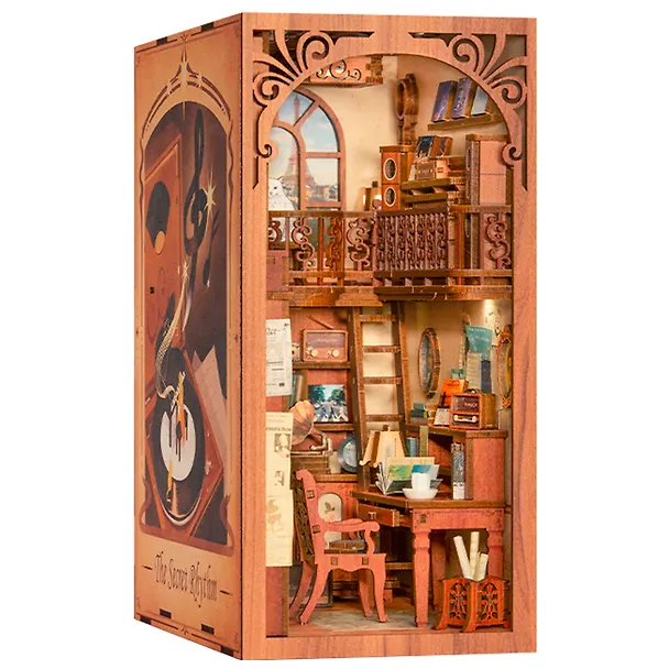 SZ03 Конструктор интерьерный  – сборный домик CuteBee - Секретный Ритм, 355 деталей (материалы: дерево, картон, пластик, металл), со световыми эффектами (подсветка интерьера), с питанием от 2хААА батареек (не включены), серия DIY, возраст 14+ 3121352 — 2