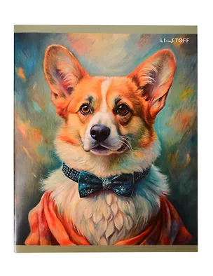 Тетрадь 24л кл. "Великие корги" мел.картон, выб.лак, офсет 60г/м2, поля, ассорти 3117069