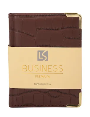 Ежедневник дат. 2026г. А6 176л "Business Premium. Impact" темно-коричневый, 7Б, иск.кожа, обл.поролон, тв.переплет, мет.уголки, тонир.блок, зол.торец, справ.мат-лы, 2 ляссе, инд.уп 3114893