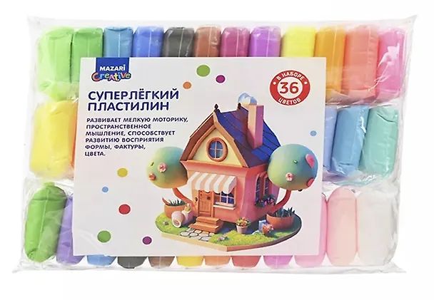 Масса для лепки «Суперлёгкий пластилин», 36 цветов, пластиковые стеки 3 штуки 3149924 — 1