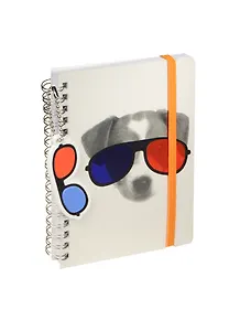 Записная книжка А6 80л "Собаки" евроспираль, на резинке, пласт.двойная обложка, вырубка, брелок, Link Art