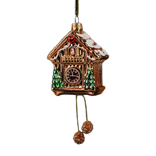 Новогоднее подвесное украшение ErichKrause Decor Часы с кукушкой (стекло) (15см) (65909) 3177021 — 1