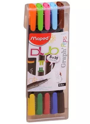 Ручки капиллярные Maped, Graph Peps DUO, 10 цветов 5 штук — 242828 — 1