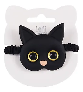 Резиночка Котик с глазками (черная) (пластик) (12-LuoJie-002) Lafilaf