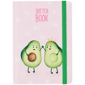 Скетчбук А5 80л "Авокадо" 70г/м2, кремовая бумага, тв. переплет, выб. лак, резинка