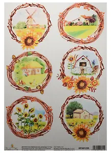 Декупажная карта Деревенская осень (миниатюры) 21*30см