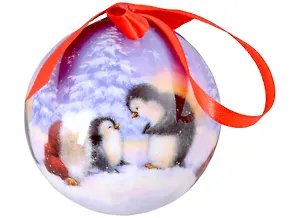 Елочный шар НГ Пингвины (пластик) (7,5 см) (ПВХ Бокс)