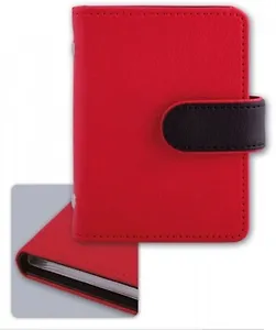 Визитница НАППА КРАСНЫЙ+НАППА ЧЕРНЫЙ 11*8см, 16 односторонних ПВХ-карманов 45953