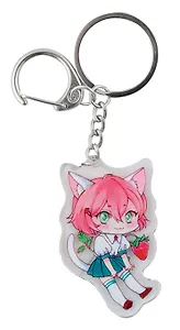 Брелок Аниме Чиби Девочка с ягодкой (Сёдзё) (акрил) (6х4) (12-shiyu-2682)
