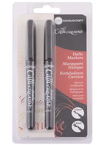 Маркеры черные 02шт "Italic" M/EB, блистер, Manuscript 