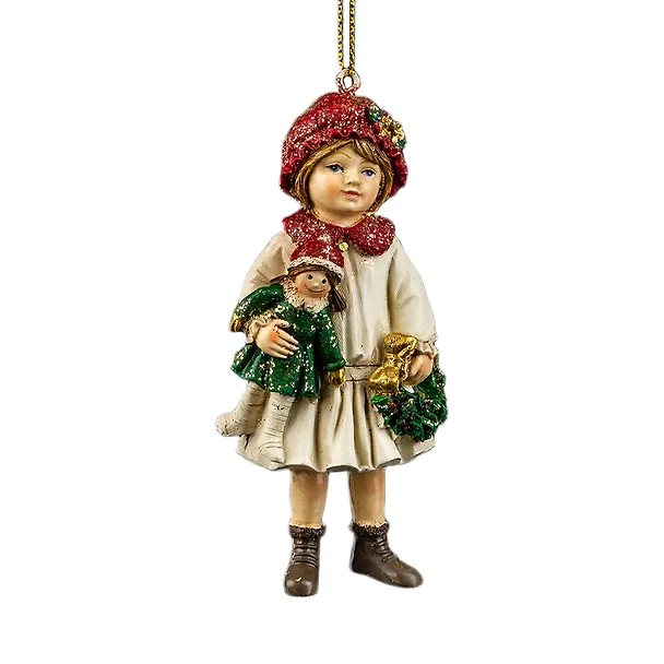 Новогоднее подвесное украшение ErichKrause Decor Девочка с куклой (пластик) (10см) (59012) 3177036 — 1