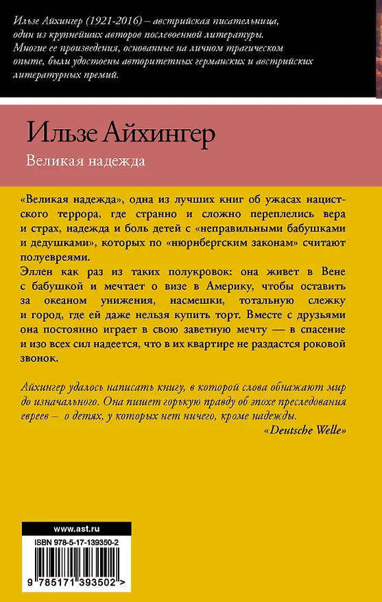 Книга Великая надежда (Ильзе Айхингер) — 2