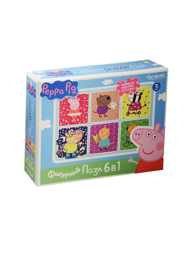 Пазл фигурный разв. 6в1 01566 Хобби (6 фигур. картинок) (Peppa Pig) (3+) (коробка) 2539269 — 1
