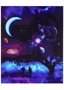 Холст с красками по номерам "Семья на фоне космоса", 40 х 50 см