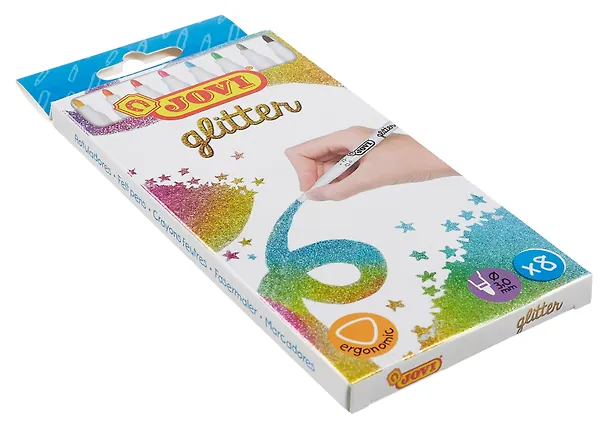 Фломастеры «Glitter» Carioca, 8 цветов, с блестками, смываемые 3050907 — 8