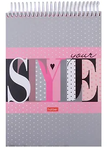 Блокнот А5 160л нелин. "STYLE" трехцв.тонир.блок, пласт.спираль, мел.картон, УФ-лак