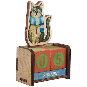 Календарь вечный Котик с шарфом (7х11х3,5) (дерево) (kd8) 2851603