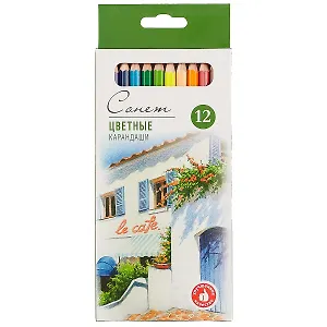 Профессиональные цветные карандаши «Сонет», 12 штук