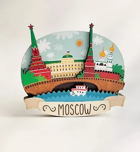 Магнит 3D из дерева Кремлевский дворец (Москва) (3D029)