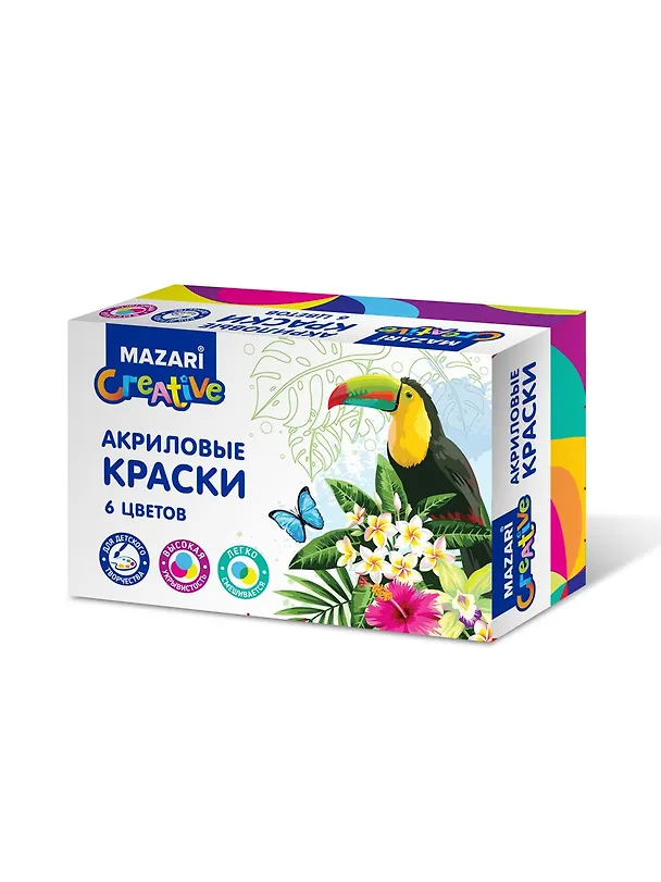 Акриловые краски, 6 цветов, баночка 20 мл 2796470 — 2