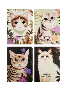 Записная книжка А6 24л кл. "The cats" карт.обл., сшивка, ассорти, Languo
