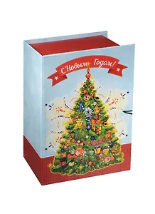 Шкатулка-книга с пуговицей картон Новогодняя елка M (20х14х6) (39268)