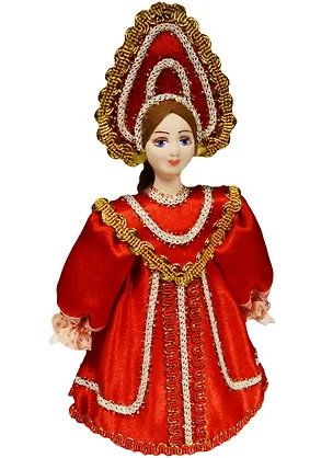 ГС Куколка в народном костюме фарфор красное платье (18 см) (1258752) 2564763