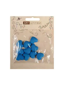 Полубусины сердечки на металле 1.8 см, 10 штук в пакете с подвесом голубые