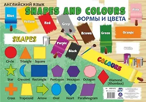 Английский язык. Snapes and Colours/Формы и цвета. Учебный плакат (Формат А2). ФГОС