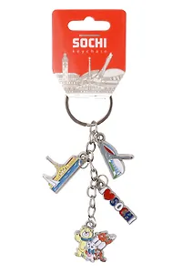 Брелок гроздь эмаль ILS,Морвокзал,Олимпийский огонь,Талисманы (металл) (Сочи) (176-E-135-1)