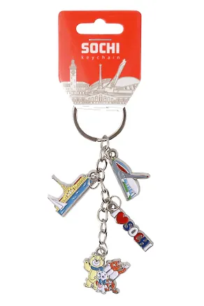 Брелок гроздь эмаль ILS,Морвокзал,Олимпийский огонь,Талисманы (металл) (Сочи) (176-E-135-1) 3133687