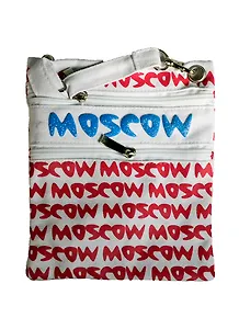 Сумка ткн.строки малая "MOSCOW"розов.стр. цв.белый (105M03-19W-P)