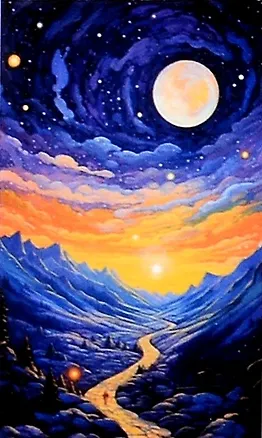 Картина по номерам. Панно. 30х50см. "Лунная ночь" 3059096