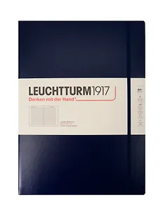 Книга для записей A4+, 61 лист в линейку "Master Slim", твердая обложка, синий неви, Leuchtturm1917