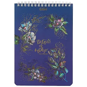 Блокнот А5 80л кл. "Тонкости природы" гребень, мат.ламинация, 3D фольга, ассорти