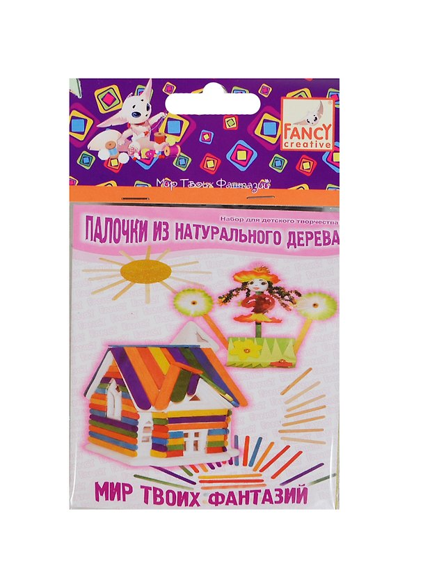 Палочки дерев. закругленные цветные (FD020047) (C13975) (75х5мм) (50шт) (упаковка) 2435277 — 1