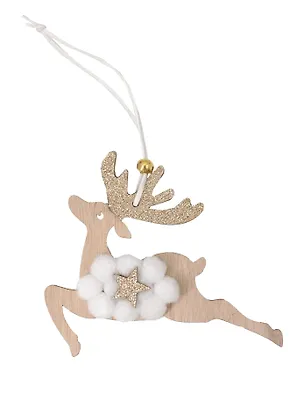 Новогоднее подвесное украшение Олень (дерево, ПВХ) (13х11,5) 3131329