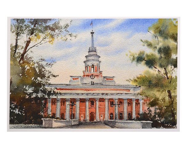 Открытка Ижевск акварель Главный корпус оружейного завода 3112274 — 1