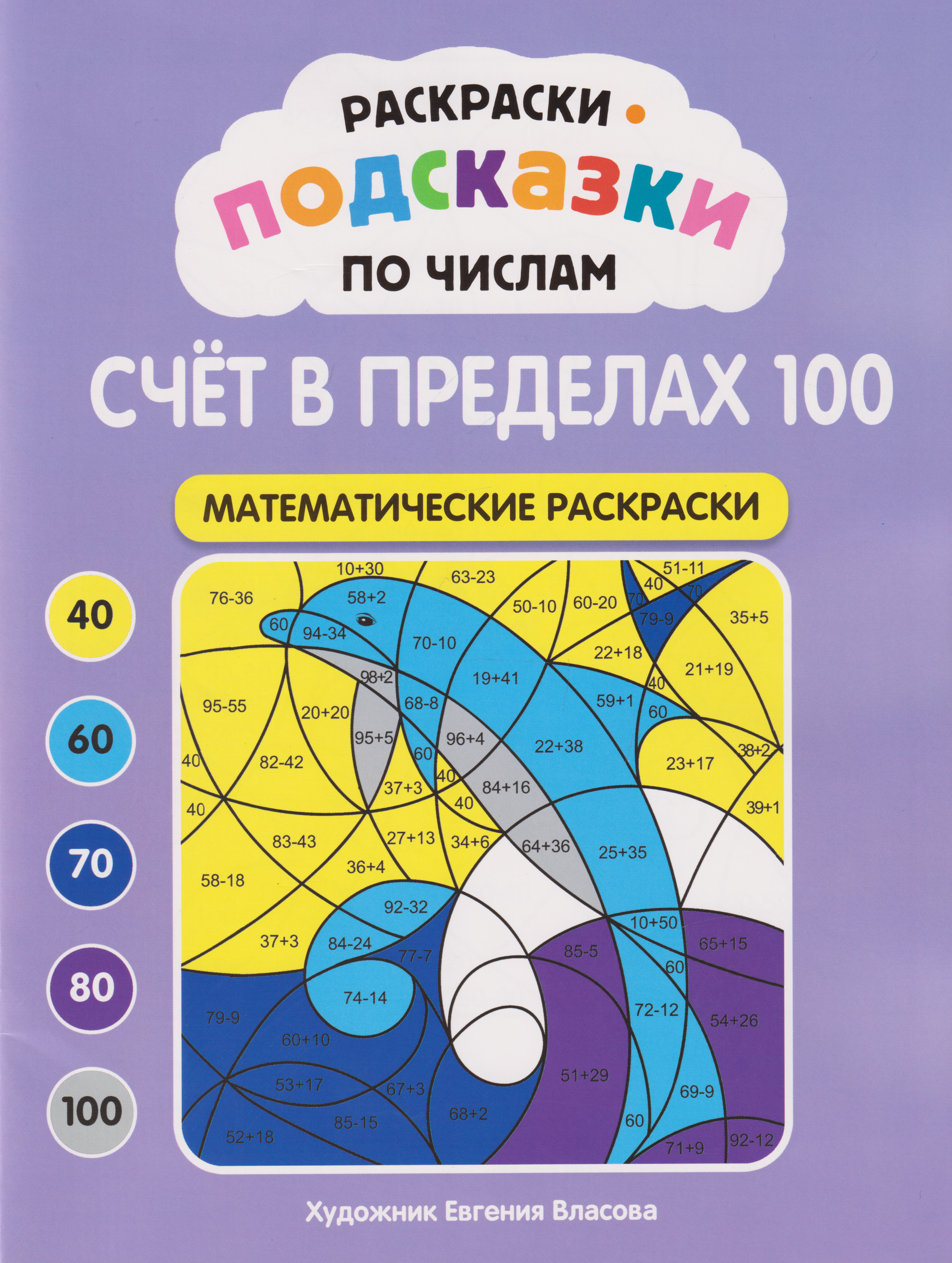 None Раскраски-подсказки по числам. Счёт в пределах 100: математические раскраски