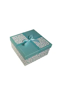 Коробка подарочная 18*18*8,4см, картон, декор.бант, зеленая, Хансибэг