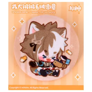 Значок Genshin Impact Chibi Character Cloth Badge Canine Warrior Gorou