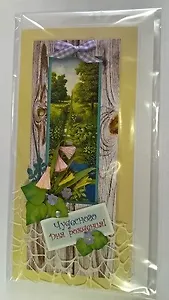 Открытка ручной работы 20*10см, Женская зелёная