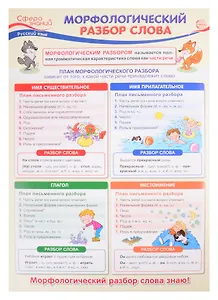 Плакат А3 "Морфологический разбор слова". Для занятий по русскому языку с учащимися 3-х классов общеобразовательных организаций